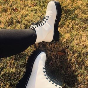 White Combat Boots